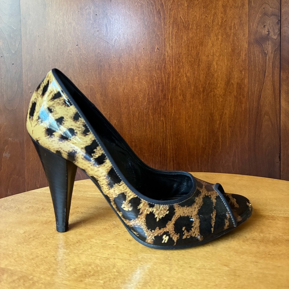Casadei leopard print peep toe heels size 6